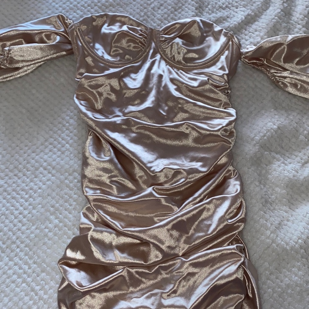 Gold satin dress